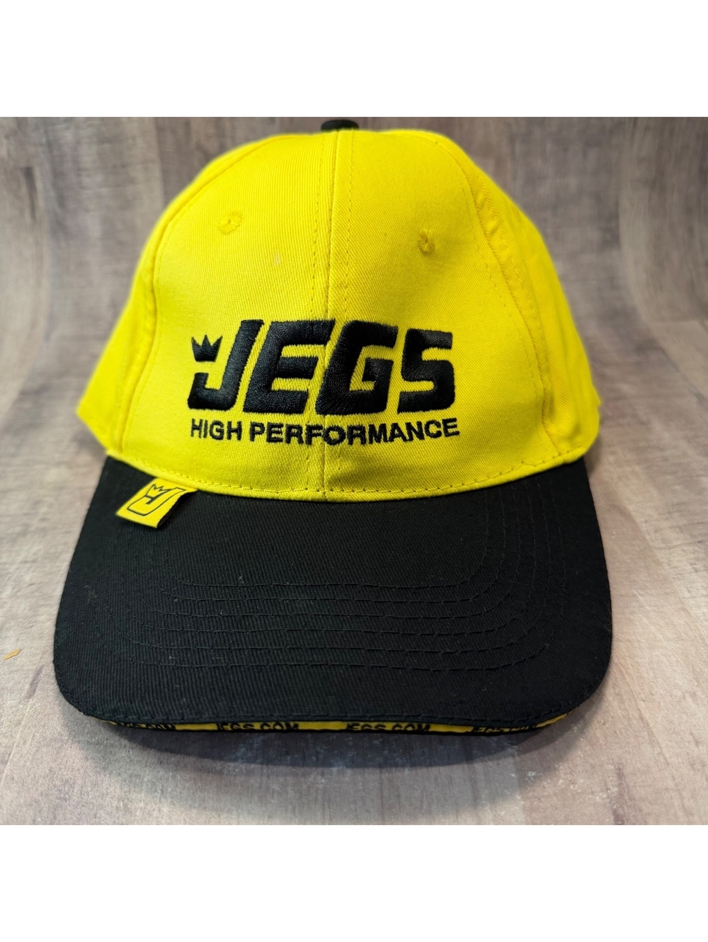 JEGS High Performance Parts Jegs.Com Hat Black & Yellow Hook & Loop Cap NEW